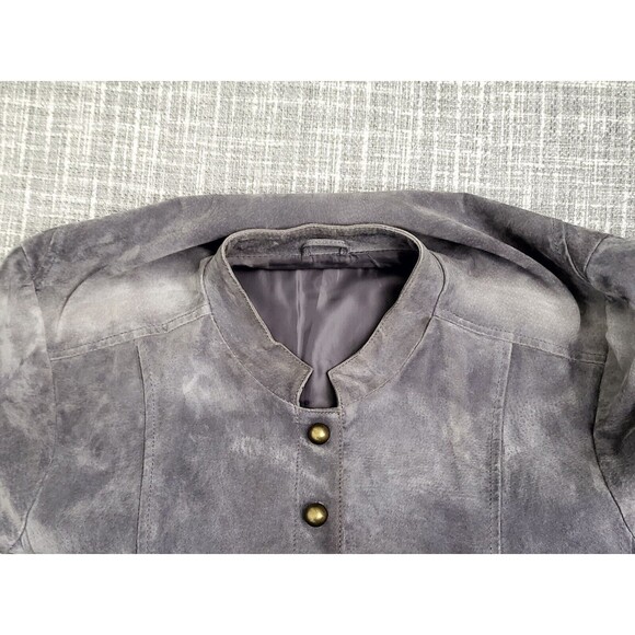 AMI Short Suede Jacket w/ Brass Toned Snaps Gray Women's M/L - Picture 8 of 16